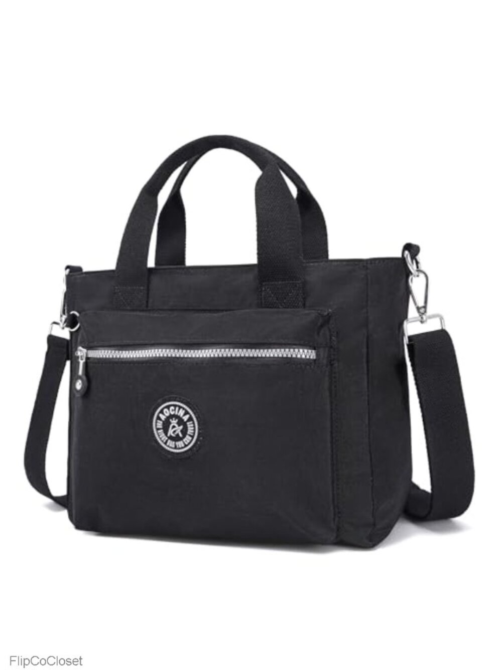 Nylon Small Crossbody Tote Bag with Zipper, Lightweight Travel Purse